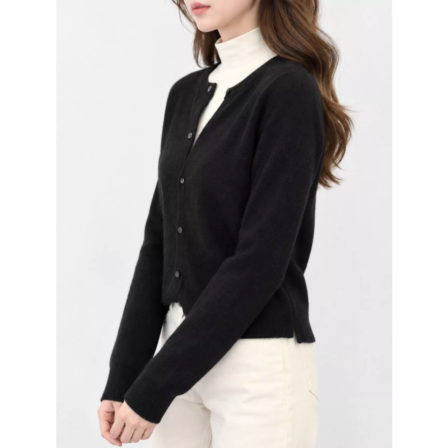 Crew Neck Button-Down Knit Cardigan Apparel and Accessories