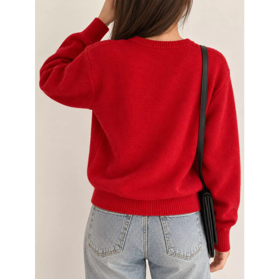 Crew Neck Button-Down Knit Cardigan Apparel and Accessories