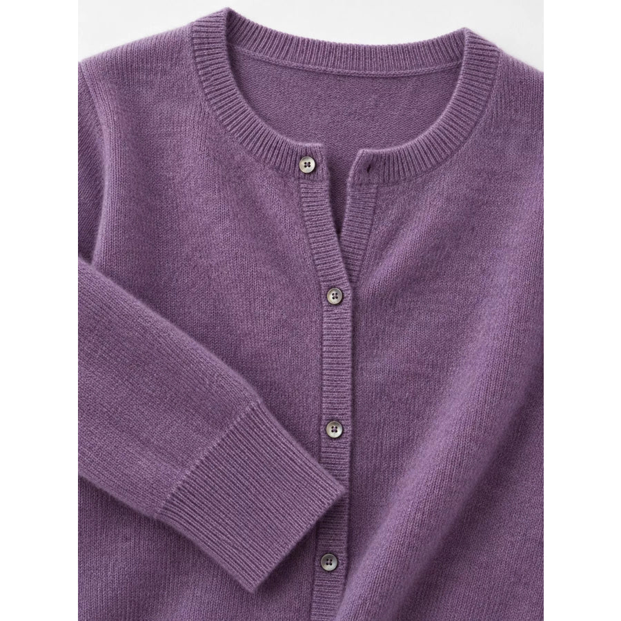 Crew Neck Button-Down Knit Cardigan Apparel and Accessories