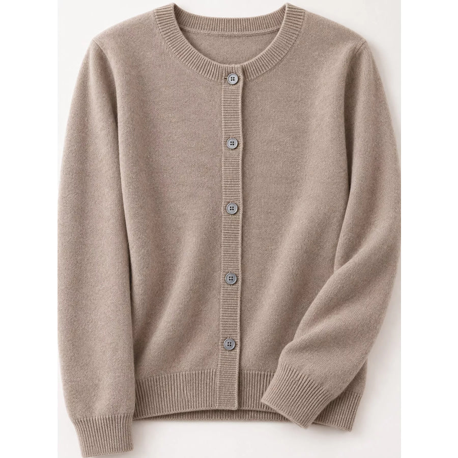 Crew Neck Button-Down Knit Cardigan Apparel and Accessories