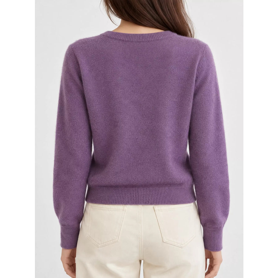 Crew Neck Button-Down Knit Cardigan Apparel and Accessories