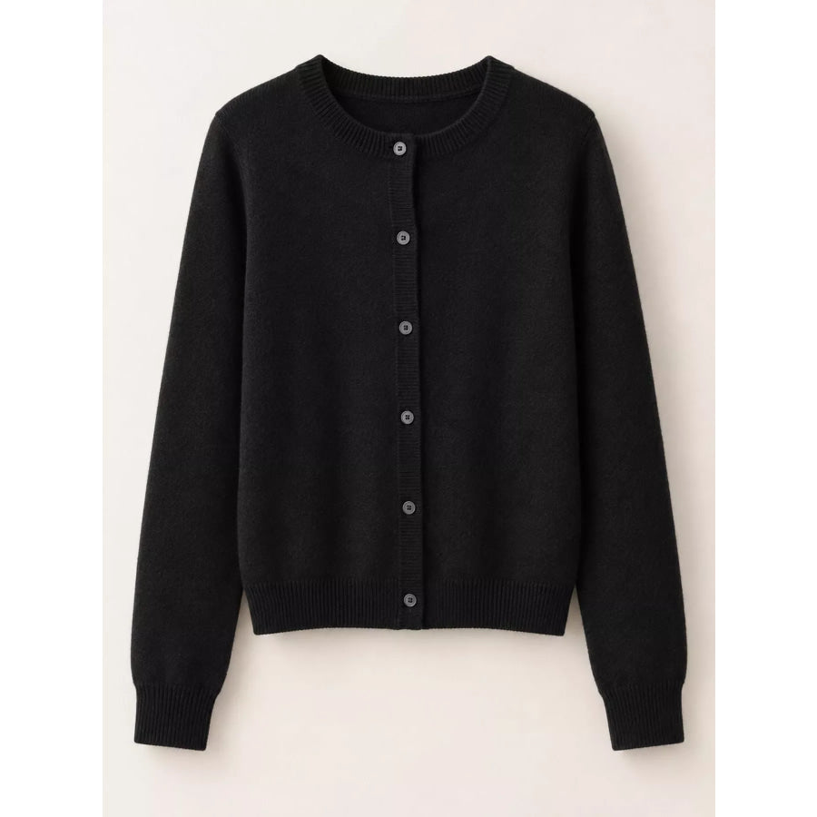 Crew Neck Button-Down Knit Cardigan Apparel and Accessories