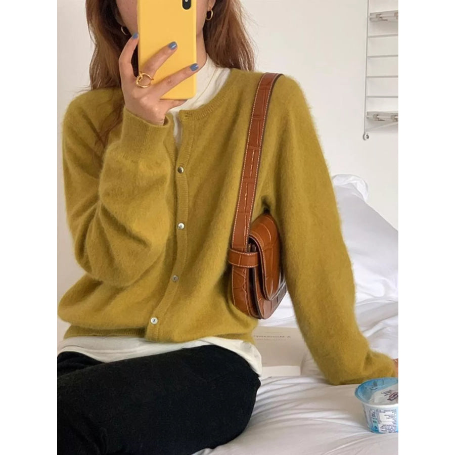 Crew Neck Button-Down Knit Cardigan Apparel and Accessories