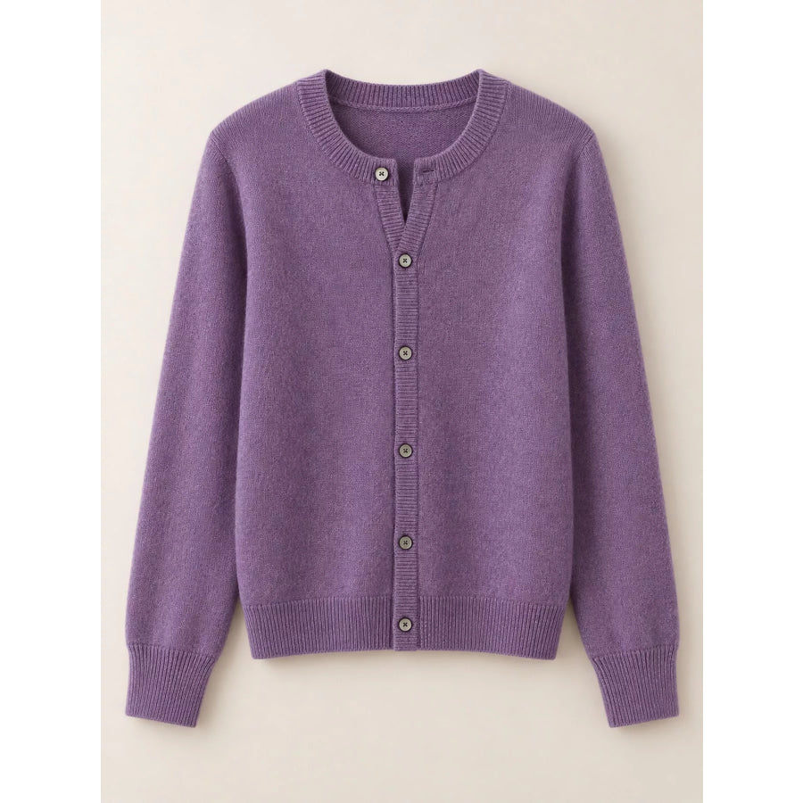 Crew Neck Button-Down Knit Cardigan Apparel and Accessories