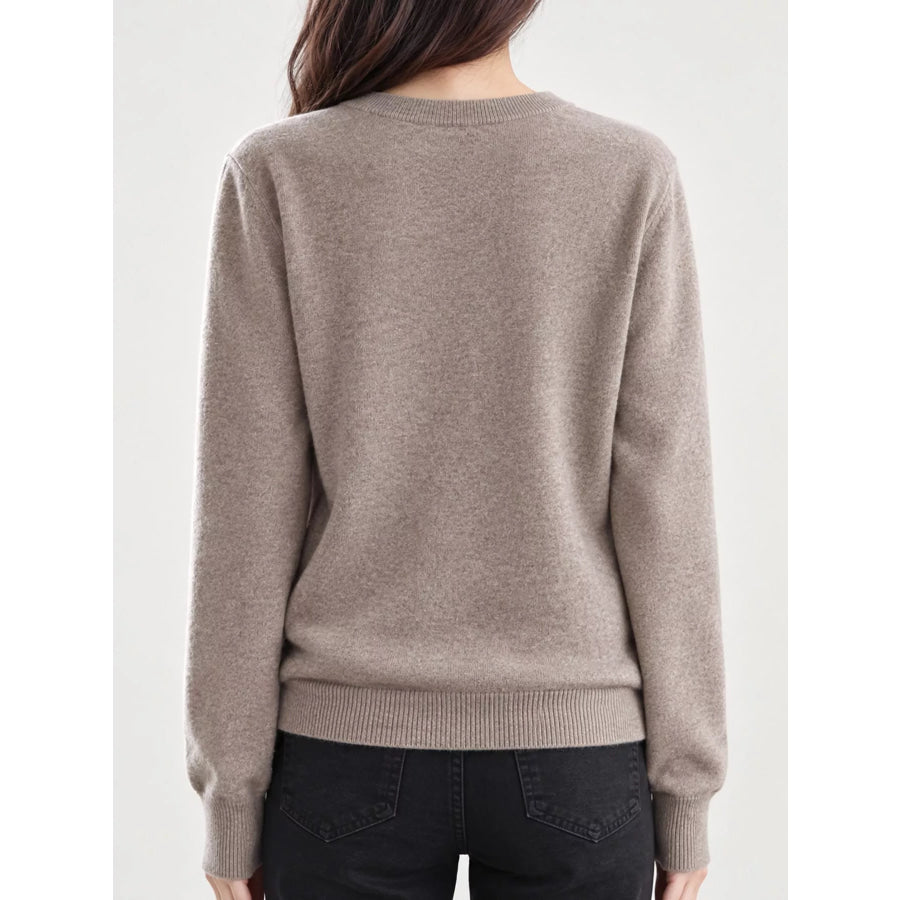 Crew Neck Button-Down Knit Cardigan Apparel and Accessories