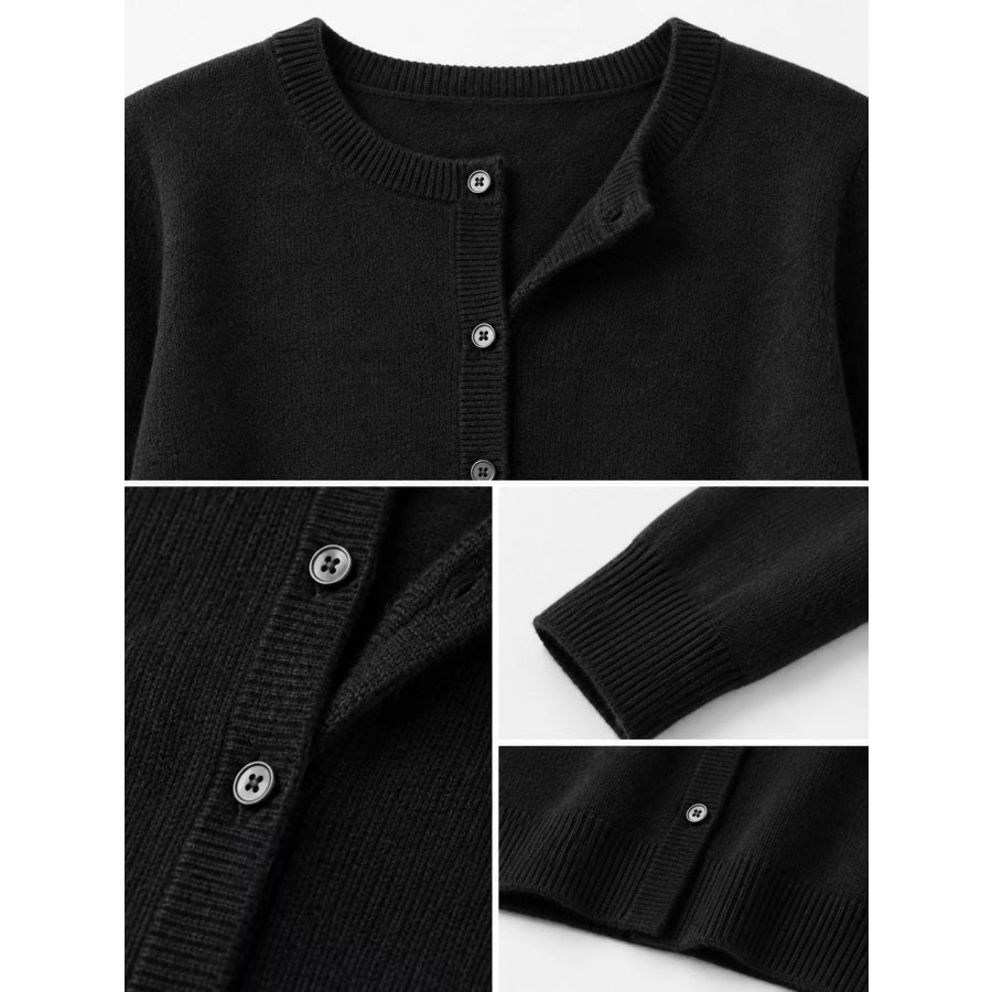 Crew Neck Button-Down Knit Cardigan Apparel and Accessories