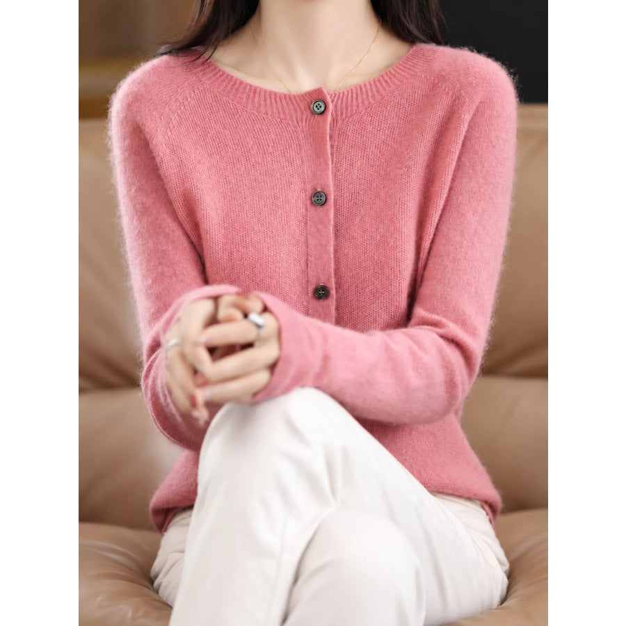 Crew Neck Button Up Cardigan Apparel and Accessories