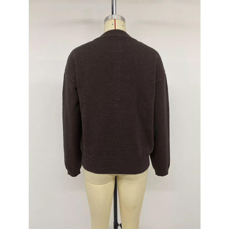 Crew Neck Button-Up Cardigan Apparel and Accessories