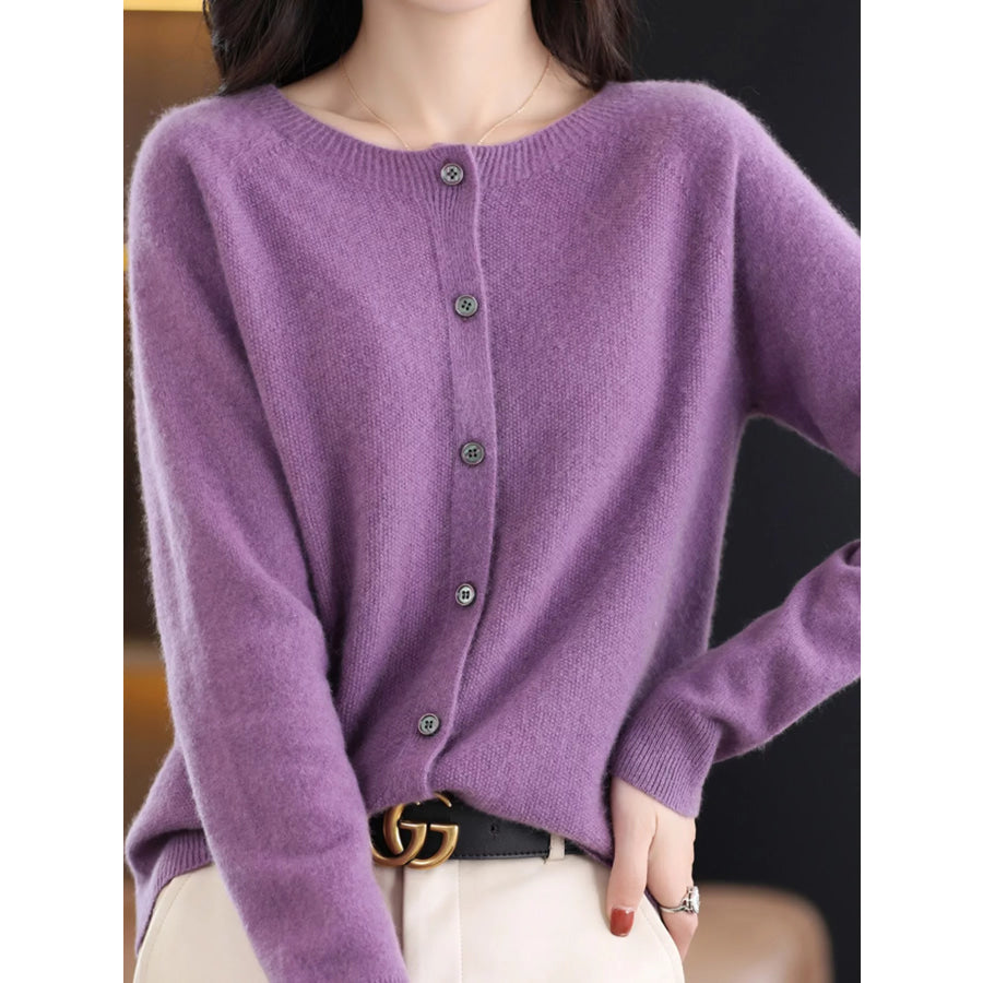 Crew Neck Button Up Cardigan Apparel and Accessories