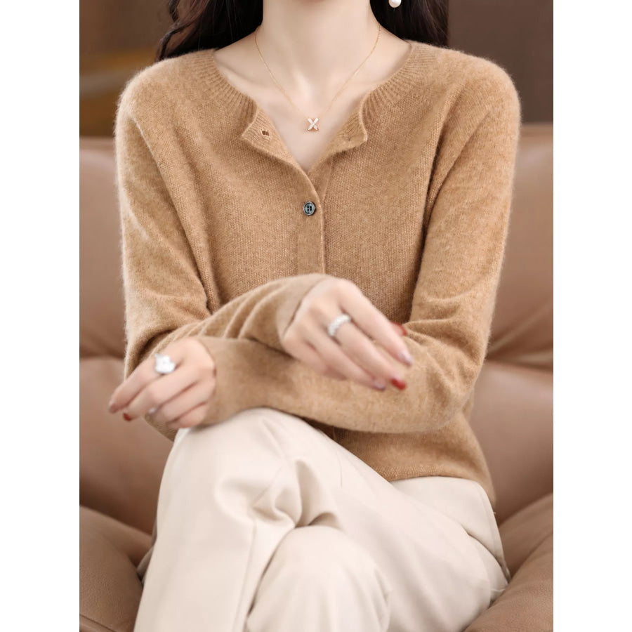 Crew Neck Button Up Cardigan Apparel and Accessories