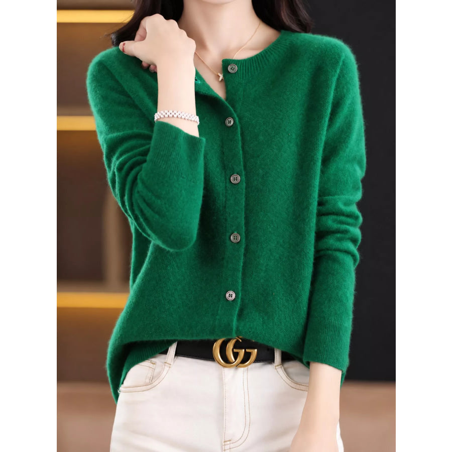 Crew Neck Button Up Cardigan Apparel and Accessories