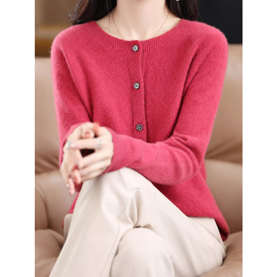 Crew Neck Button Up Cardigan Apparel and Accessories