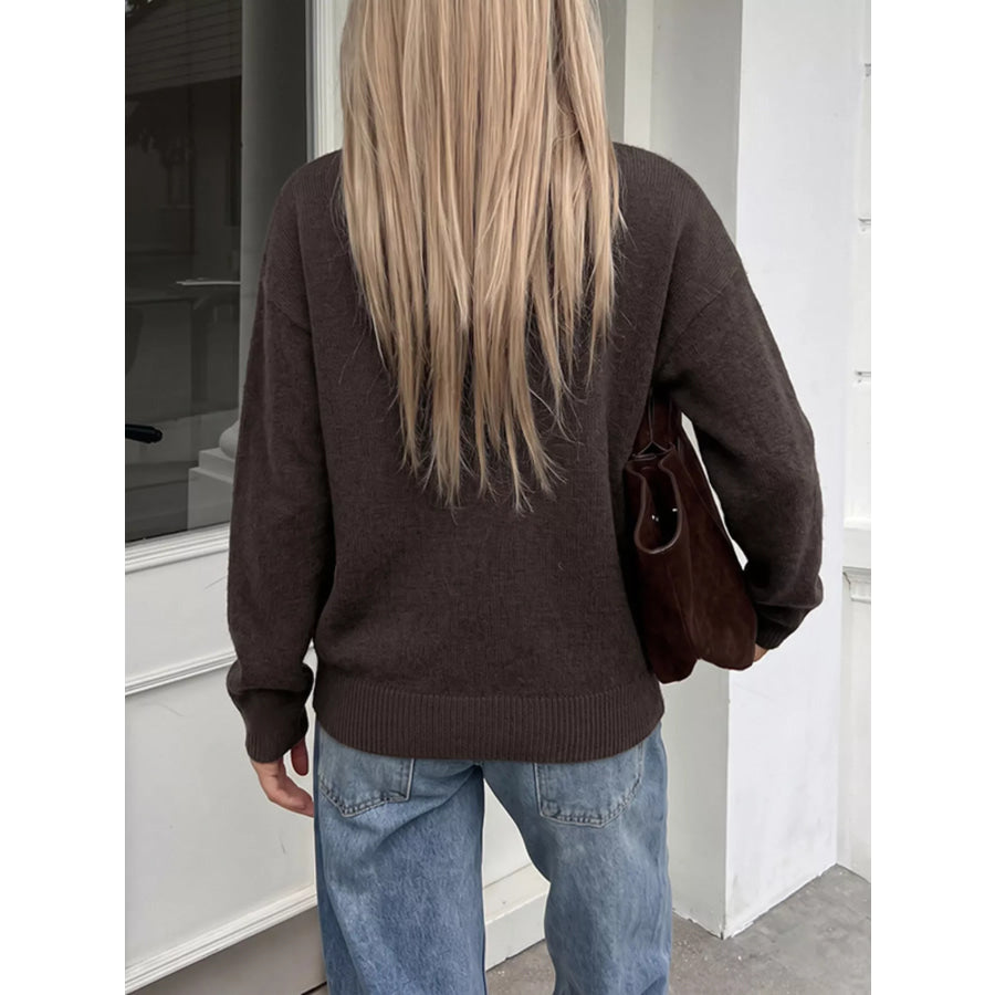 Crew Neck Button-Up Cardigan Apparel and Accessories