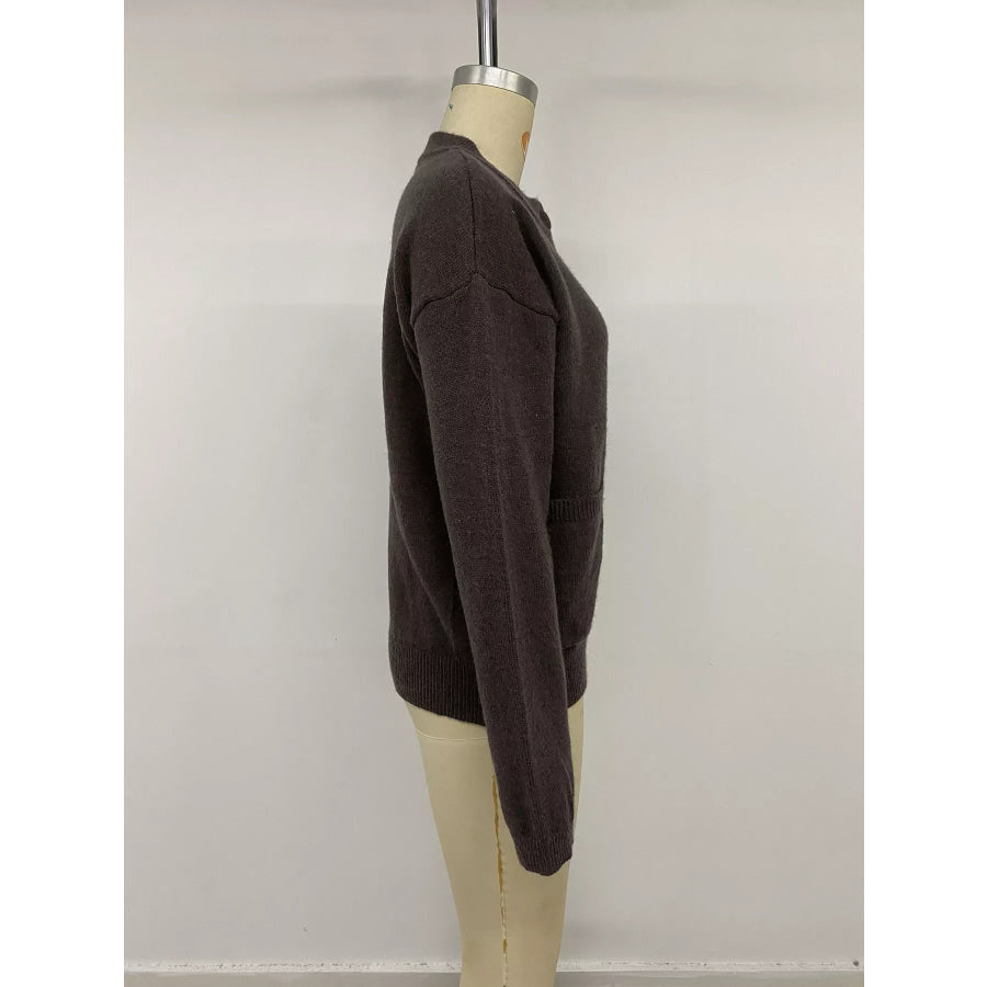 Crew Neck Button-Up Cardigan Apparel and Accessories