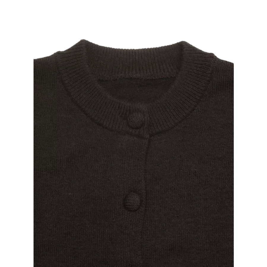 Crew Neck Button-Up Cardigan Apparel and Accessories
