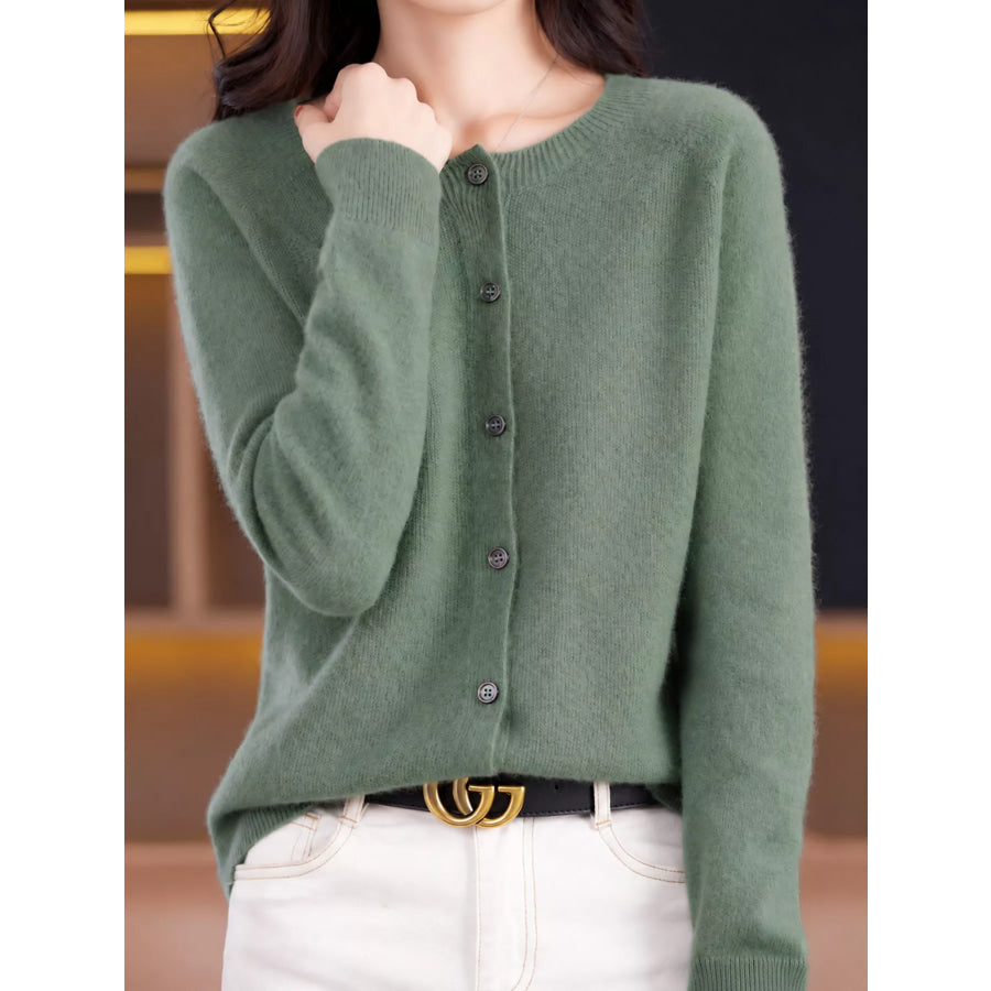 Crew Neck Button Up Cardigan Apparel and Accessories
