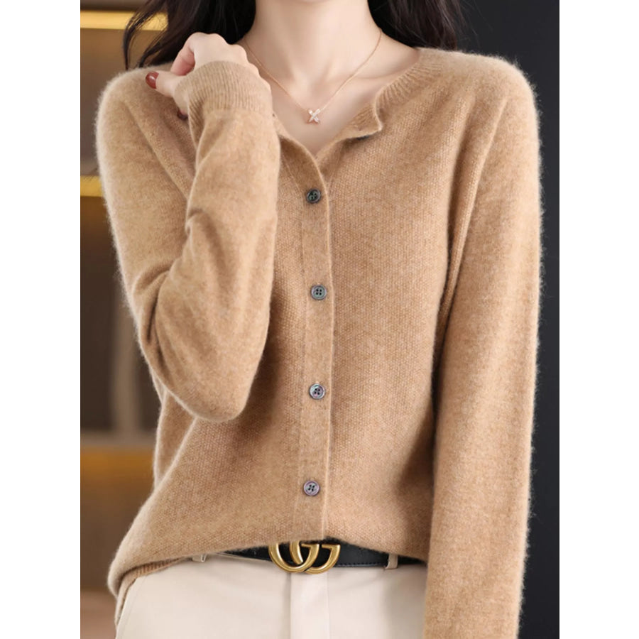 Crew Neck Button Up Cardigan Apparel and Accessories