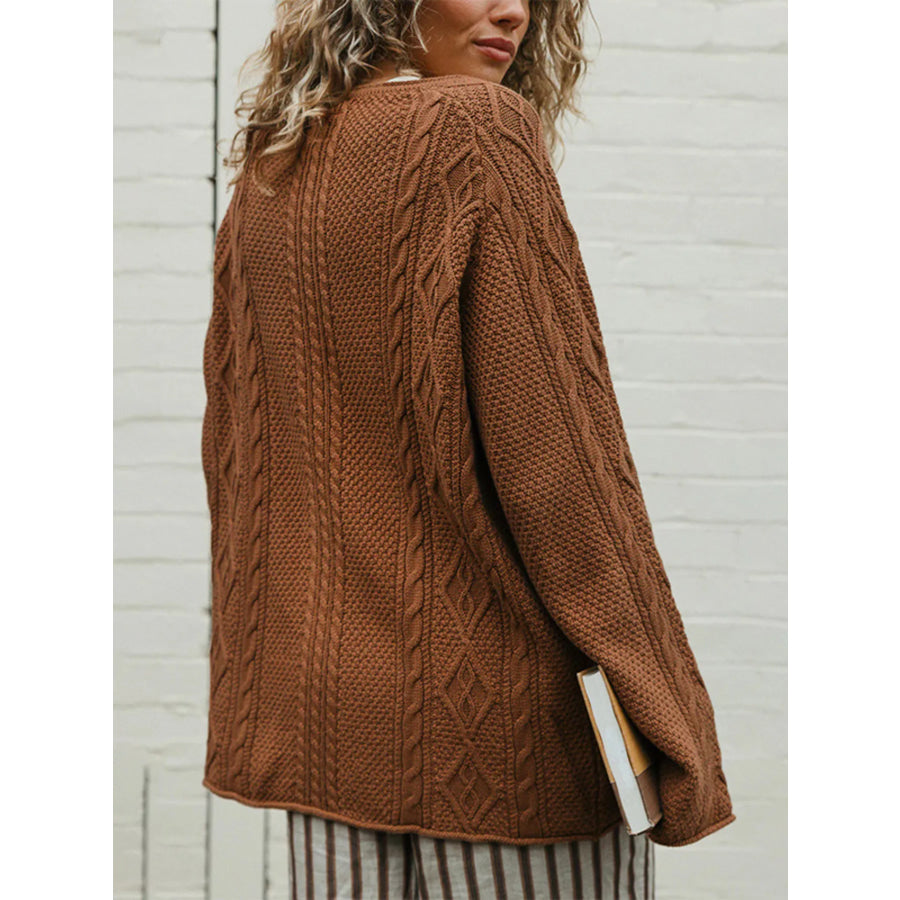 Crew Neck Cable-Knit Sweater Apparel and Accessories