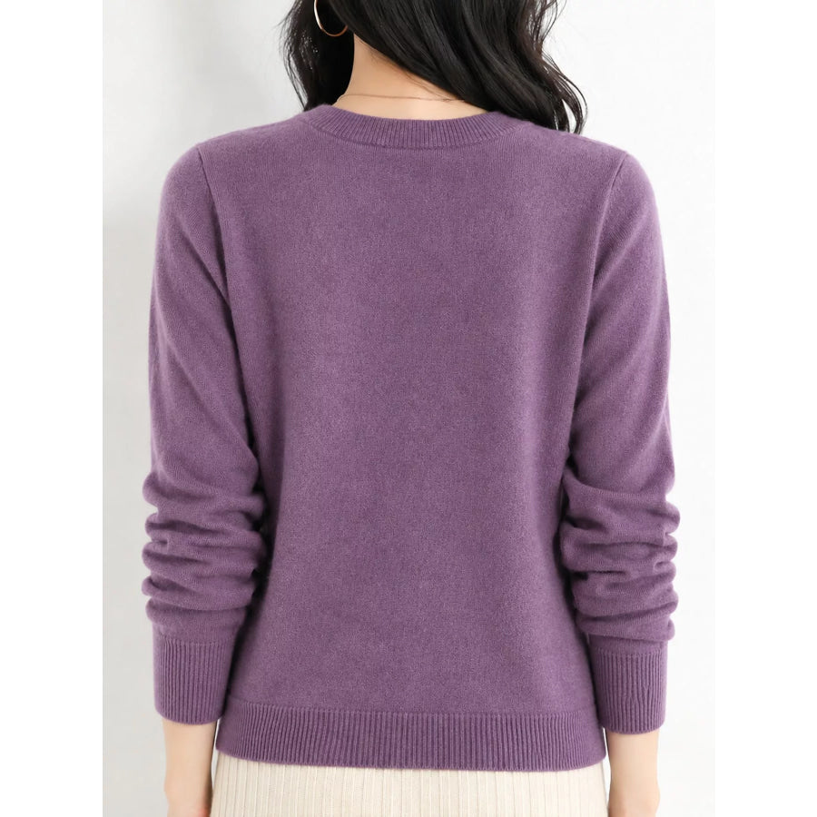 Crew Neck Long Sleeve Sweater Apparel and Accessories