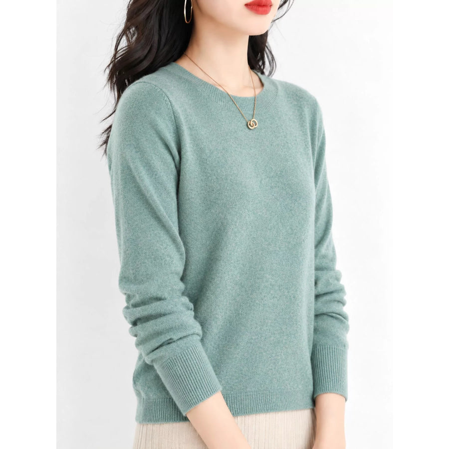Crew Neck Long Sleeve Sweater Apparel and Accessories