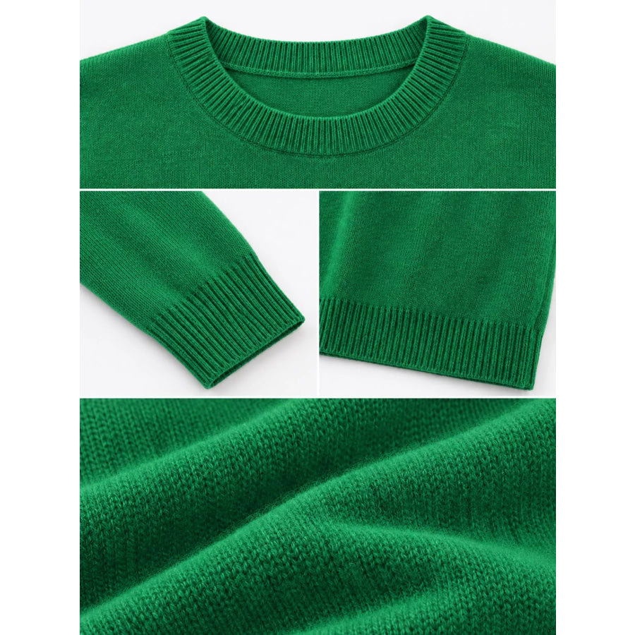 Crew Neck Long Sleeve Sweater Apparel and Accessories
