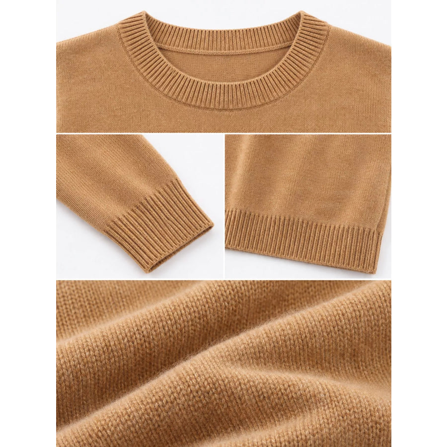 Crew Neck Long Sleeve Sweater Apparel and Accessories