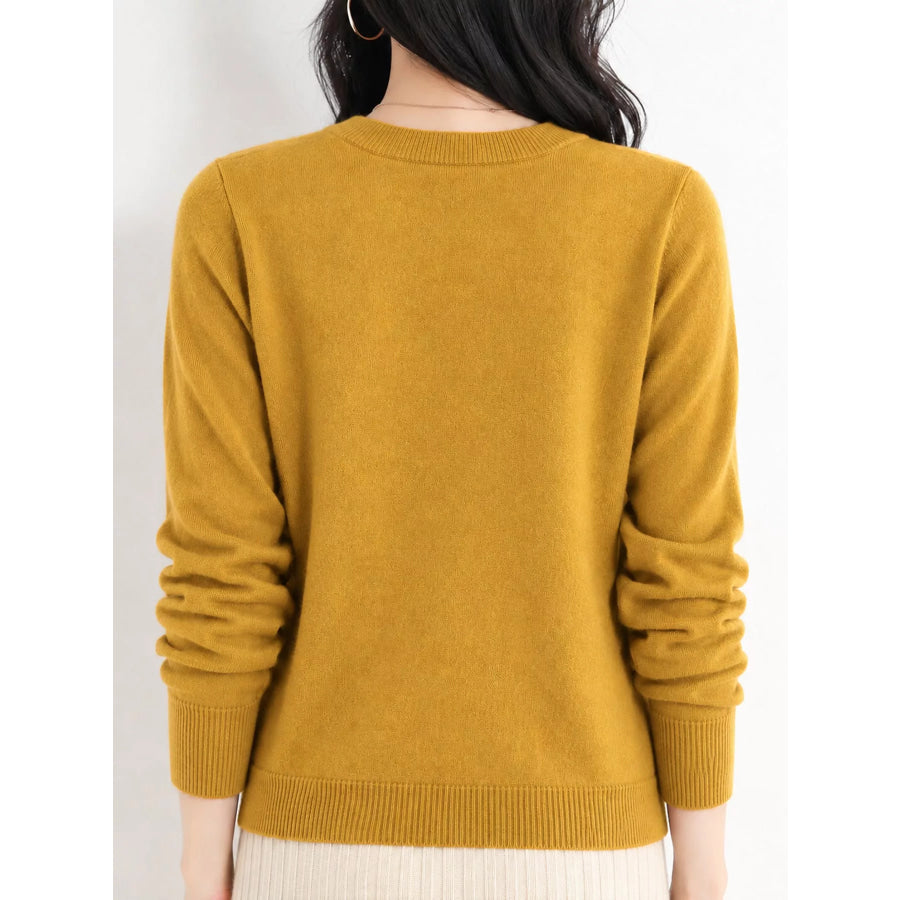 Crew Neck Long Sleeve Sweater Apparel and Accessories