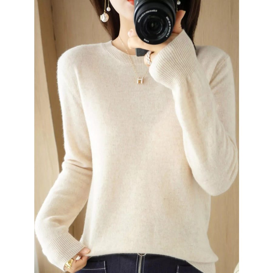 Crew Neck Long Sleeve Sweater Apparel and Accessories