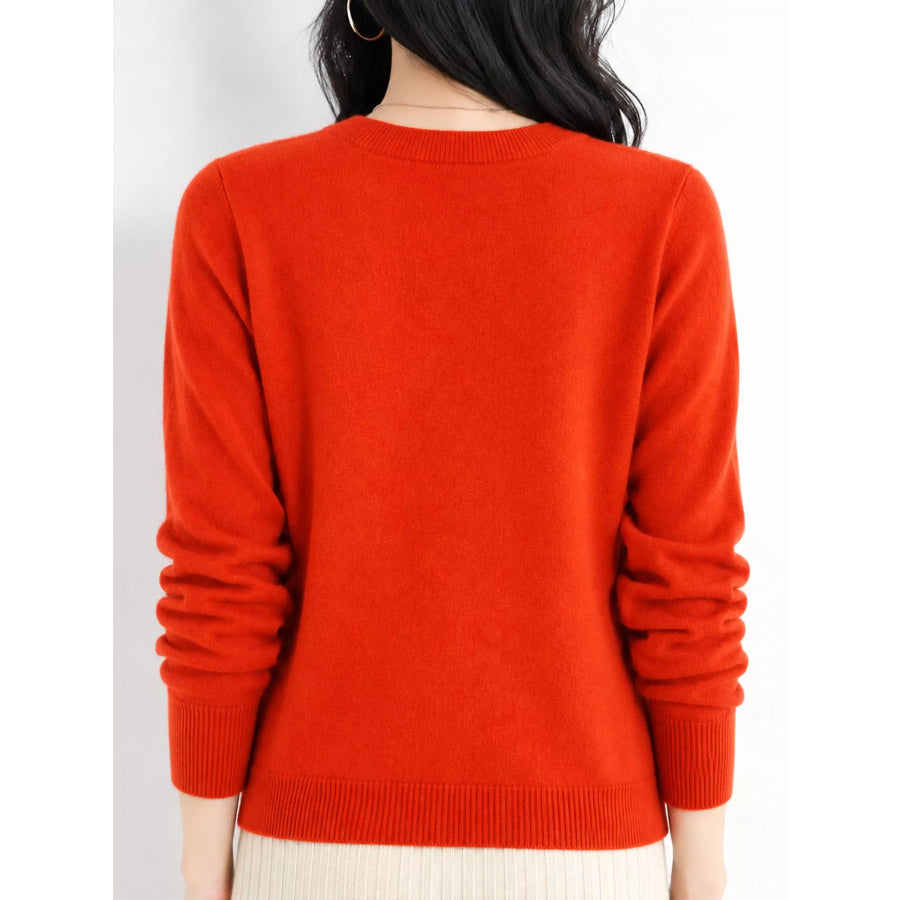 Crew Neck Long Sleeve Sweater Apparel and Accessories