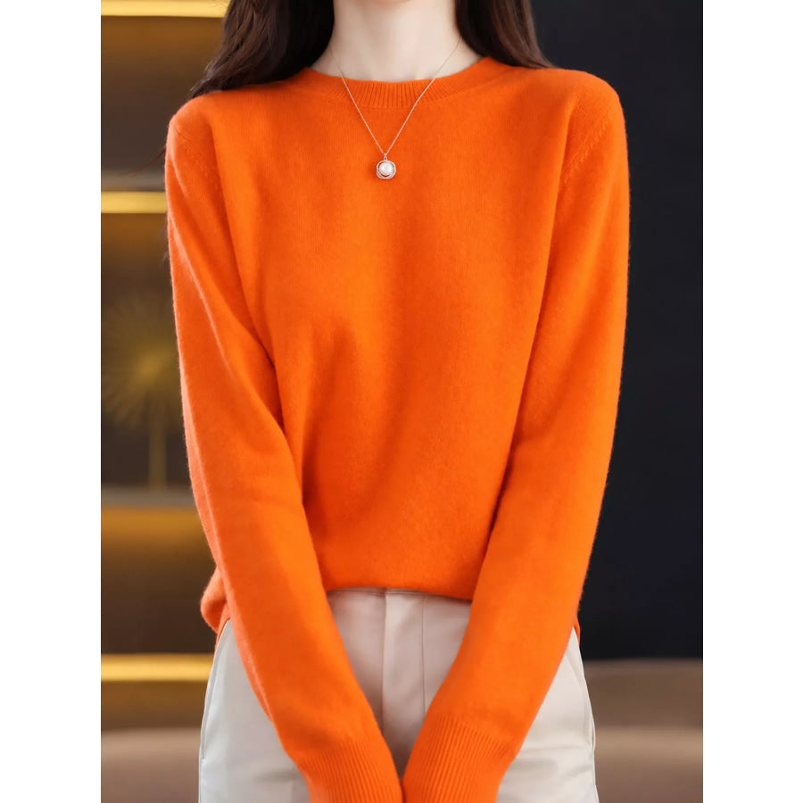 Crew Neck Long Sleeve Sweater Apparel and Accessories