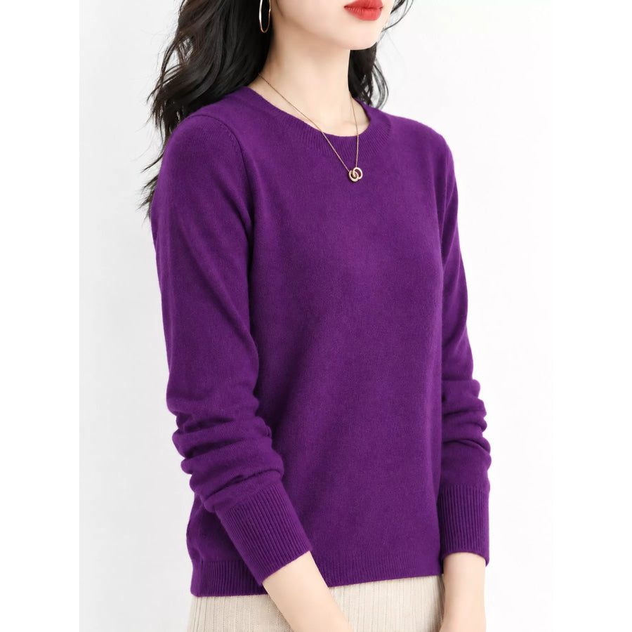 Crew Neck Long Sleeve Sweater Apparel and Accessories