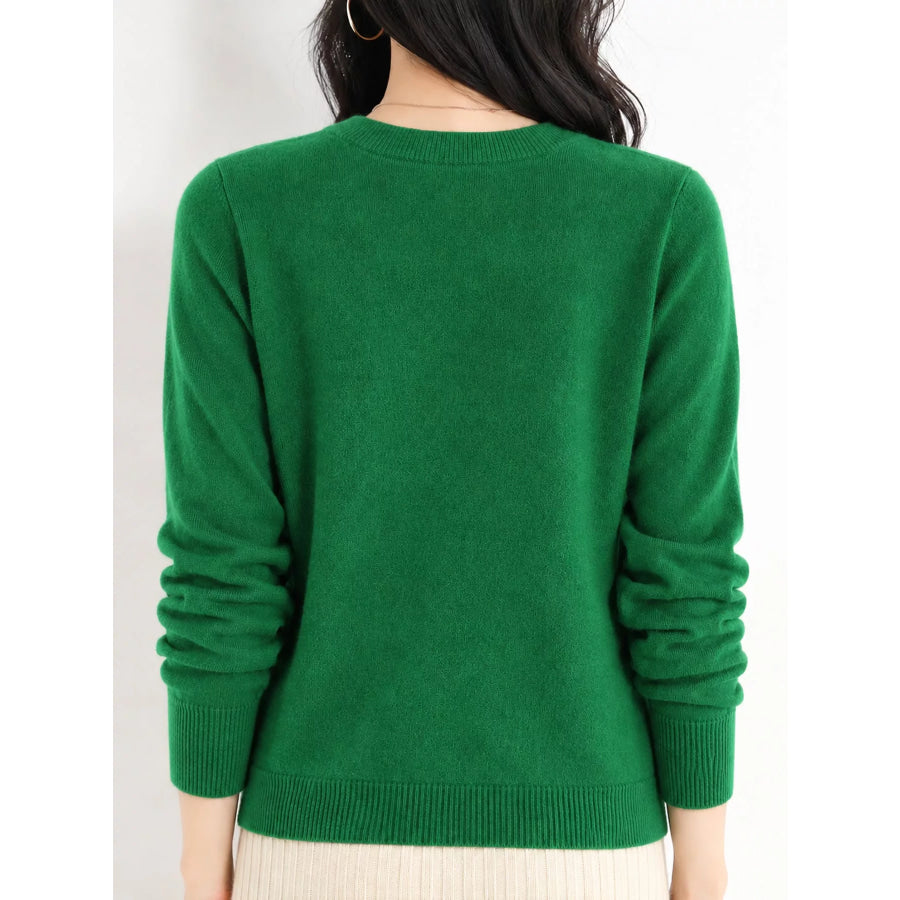 Crew Neck Long Sleeve Sweater Apparel and Accessories