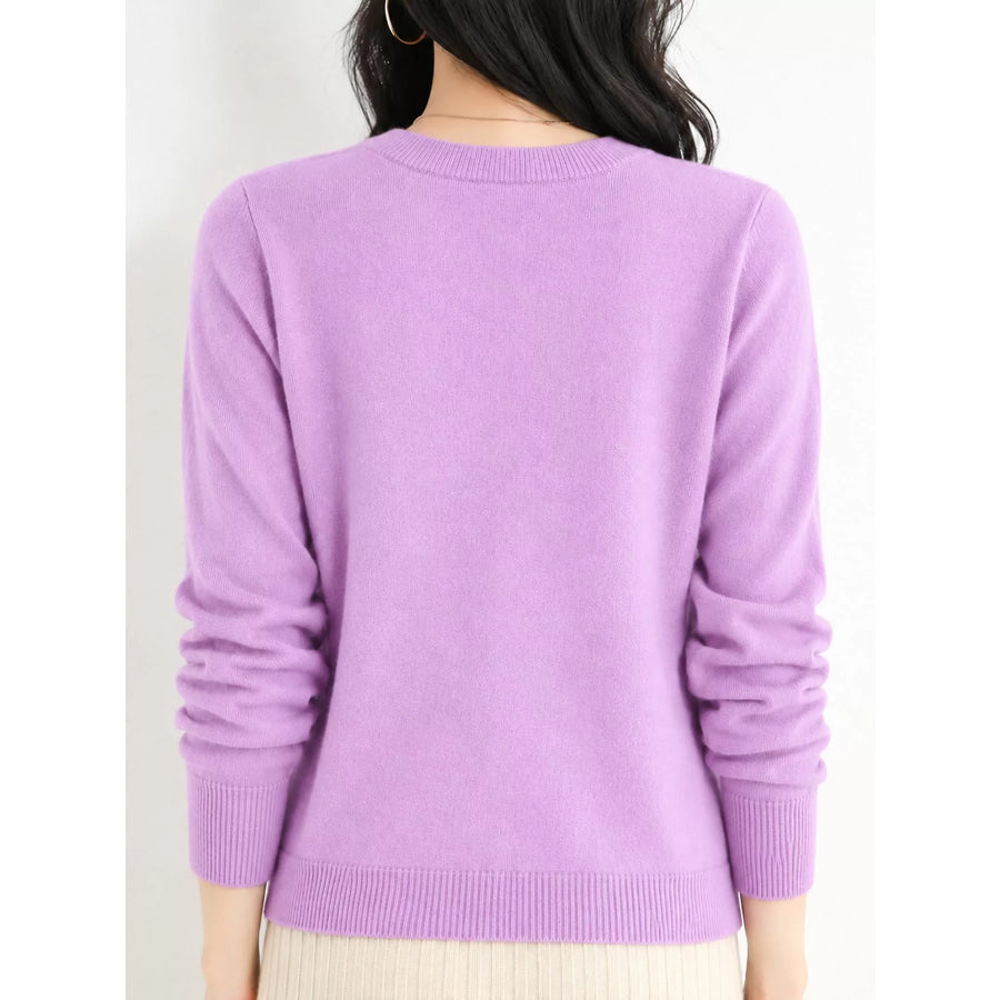 Crew Neck Long Sleeve Sweater Apparel and Accessories