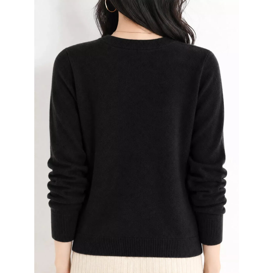 Crew Neck Long Sleeve Sweater Apparel and Accessories