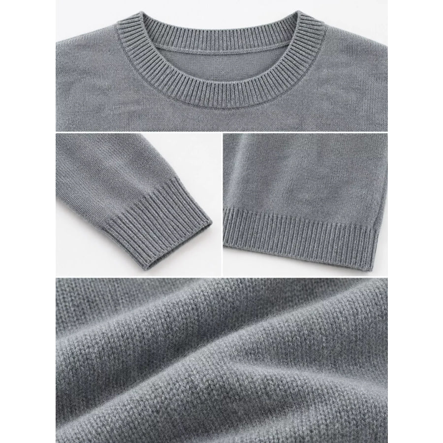 Crew Neck Long Sleeve Sweater Apparel and Accessories