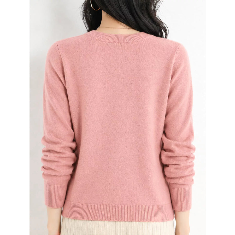 Crew Neck Long Sleeve Sweater Apparel and Accessories