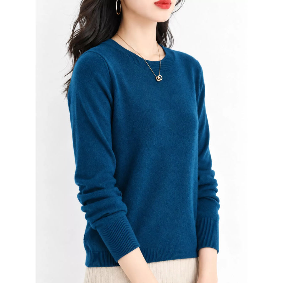 Crew Neck Long Sleeve Sweater Apparel and Accessories