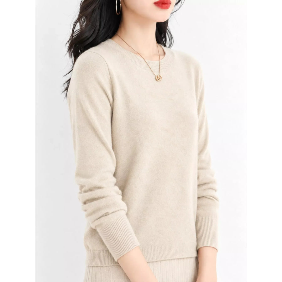 Crew Neck Long Sleeve Sweater Apparel and Accessories