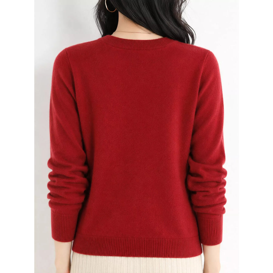 Crew Neck Long Sleeve Sweater Apparel and Accessories