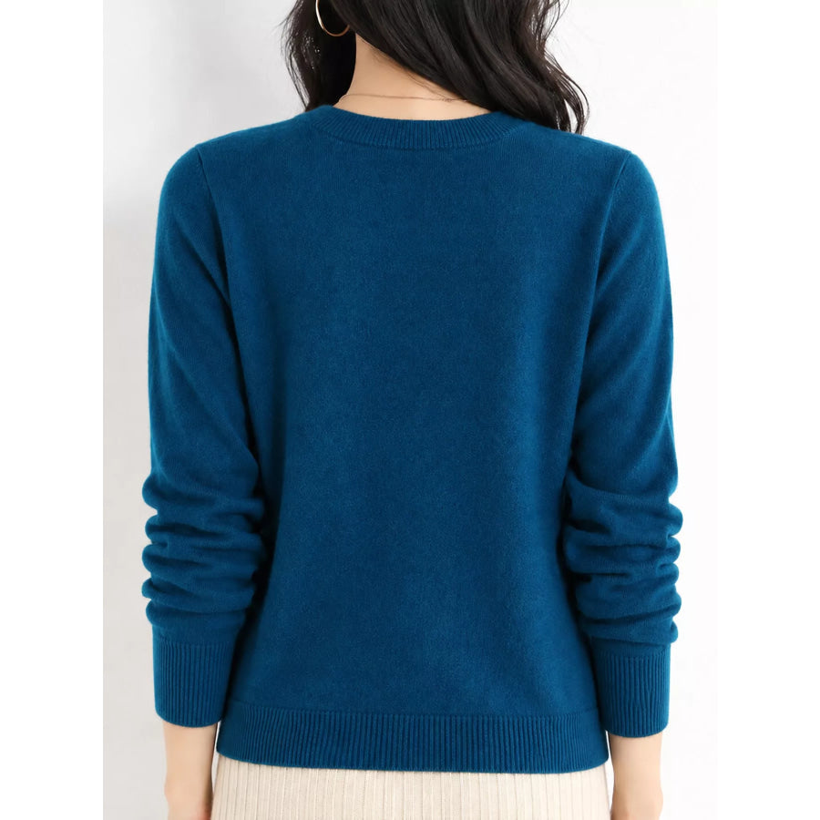 Crew Neck Long Sleeve Sweater Apparel and Accessories