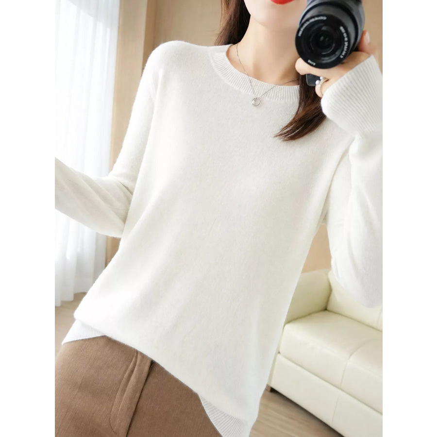 Crew Neck Long Sleeve Sweater Apparel and Accessories