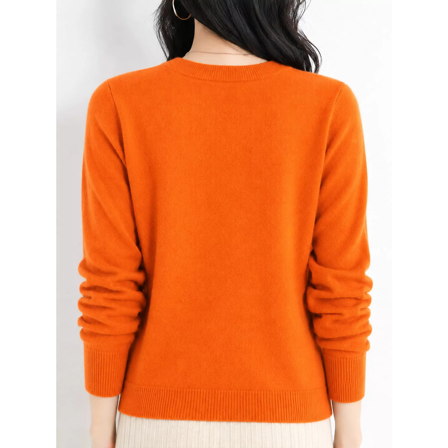 Crew Neck Long Sleeve Sweater Apparel and Accessories