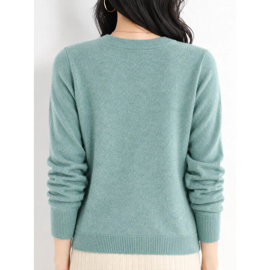 Crew Neck Long Sleeve Sweater Apparel and Accessories