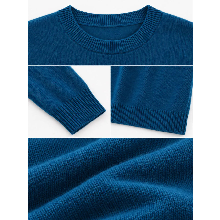 Crew Neck Long Sleeve Sweater Apparel and Accessories