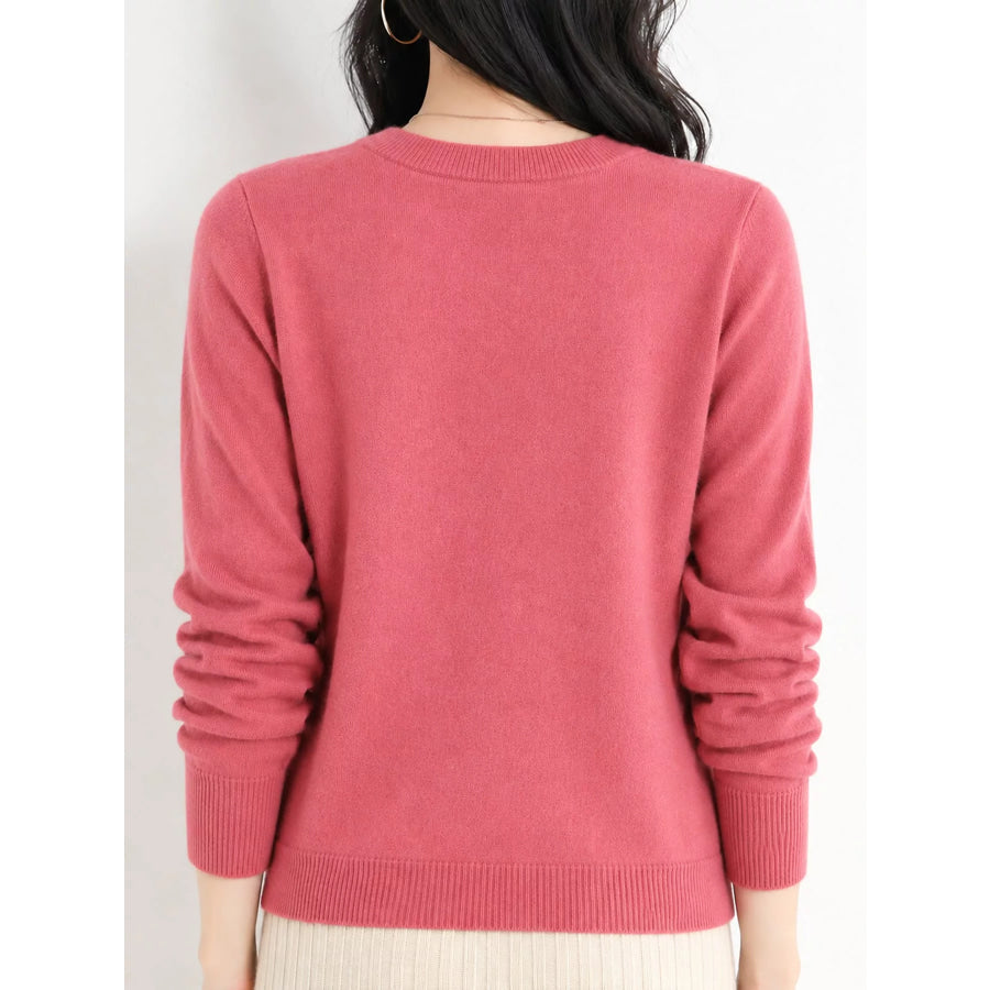 Crew Neck Long Sleeve Sweater Apparel and Accessories