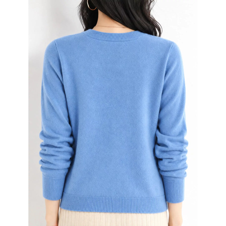 Crew Neck Long Sleeve Sweater Apparel and Accessories