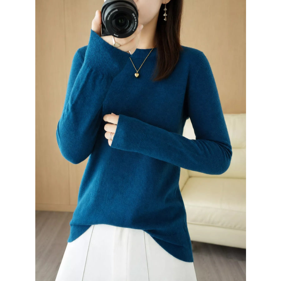 Crew Neck Long Sleeve Sweater Apparel and Accessories