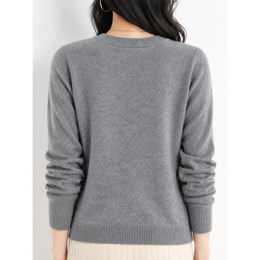 Crew Neck Long Sleeve Sweater Apparel and Accessories
