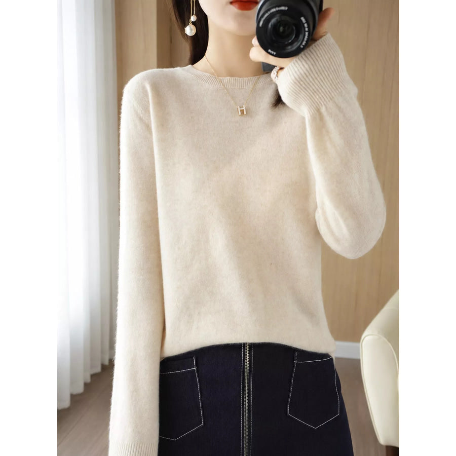 Crew Neck Long Sleeve Sweater Apparel and Accessories