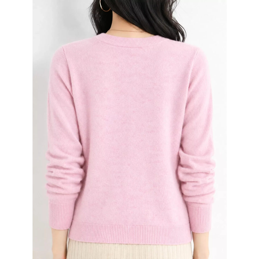 Crew Neck Long Sleeve Sweater Apparel and Accessories
